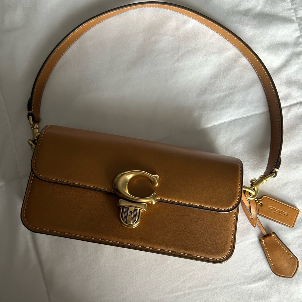 Coach Brown Crossbody Bag with Gold Accents